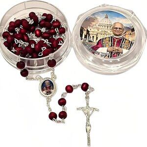 Pope Leo Xiv Rosary Handmade Wooden Rosary Beads Catholic Necklace